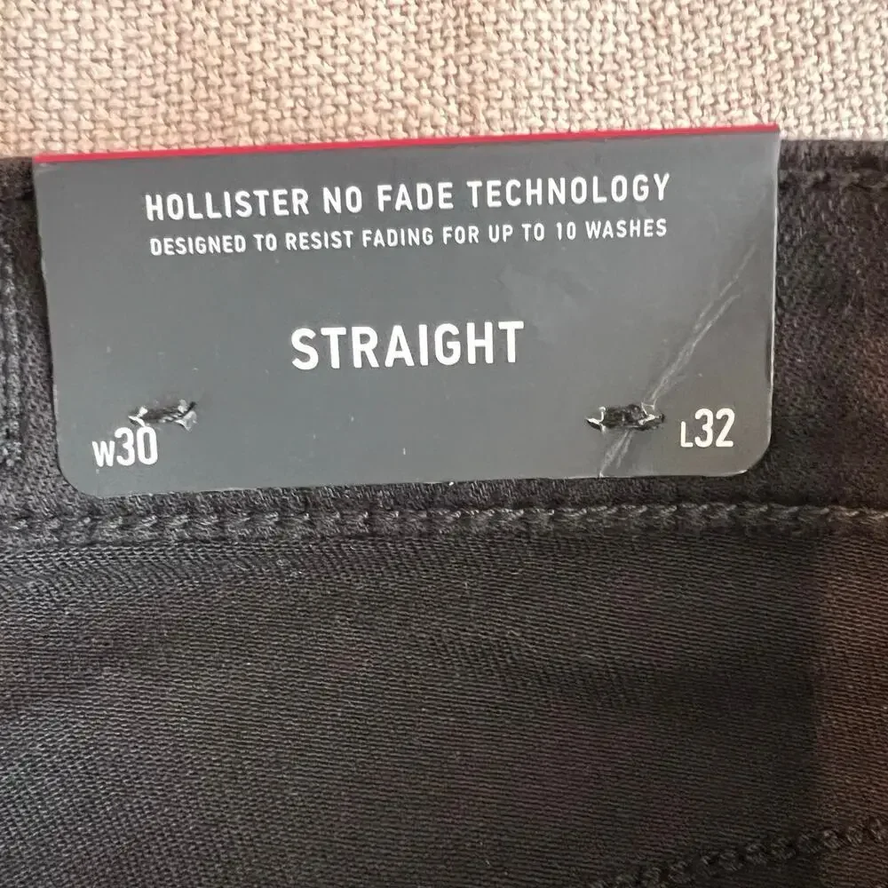 HOLLISTER Men's Straight Leg Jeans No Fade Technology in Black Size W30 L32